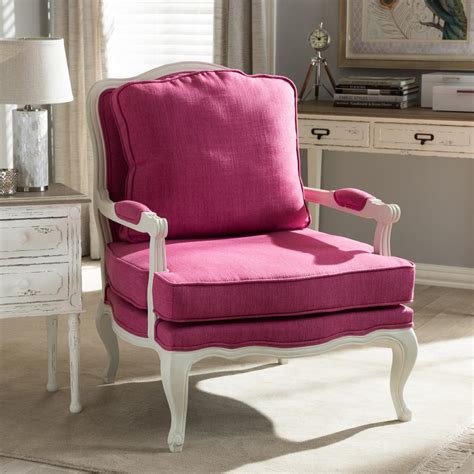 Baxton Studio Antoinette Pink Fabric Upholstered Accent Chair 28862