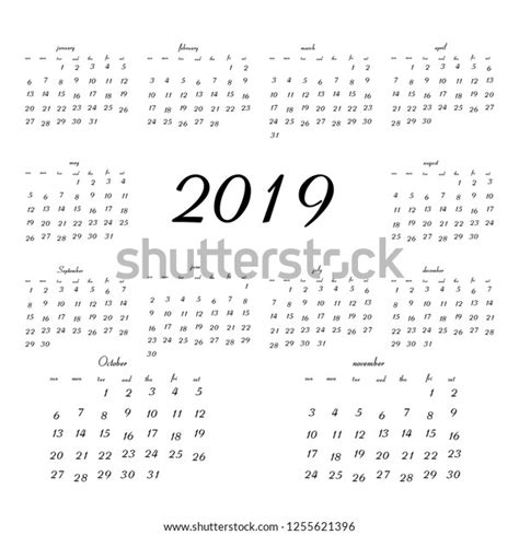 2019 Calendar Vector Design Special Your Stock Vector Royalty Free