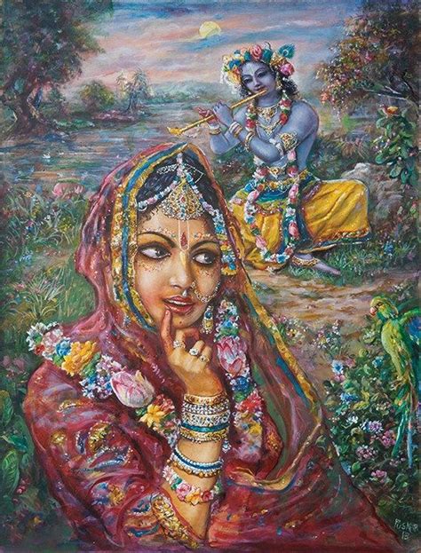 K43 Radharani Hears The Flute In The Moonlight Krishna Lila Radha
