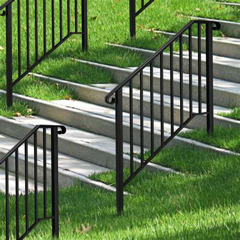 Wrought Iron Outdoor Handrail Matte Black Stair Rail Fit 3 4 Steps For Stairs Ebay