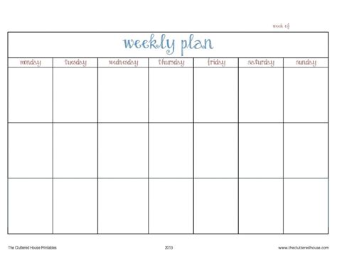 7 Day Printable Weekly Calanders Template Calendar Design Gambaran