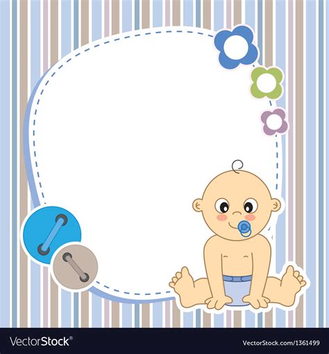 Create a blank baby shower card. Baby boy card Royalty Free Vector Image - VectorStock