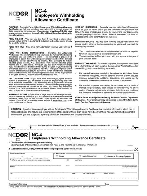 Nc Dor Nc 4 2016 Fill Out Tax Template Online Us Legal Forms Free
