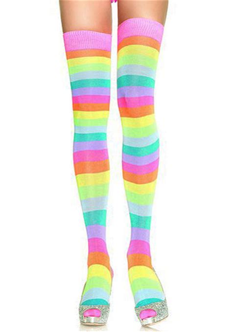 Leg Avenue Neon Rainbow Thigh High Socks In Stock At Uk Tights