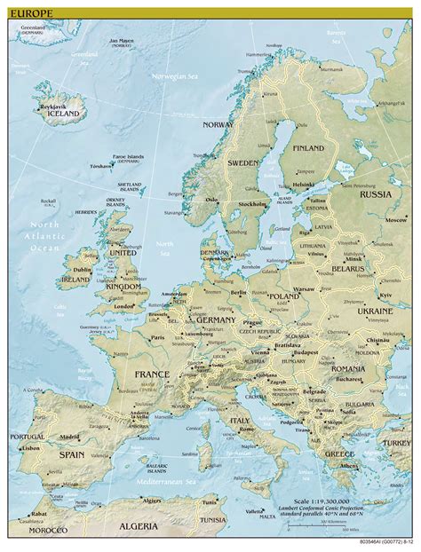 Detailed Political Map Of Europe With Capitals And Major Cities Gambaran