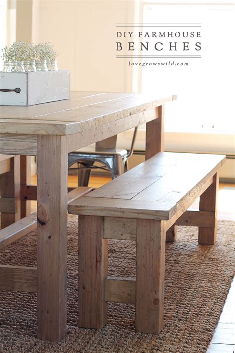 This farmhouse table has clean lines and nice turned legs. DIY Farmhouse Bench - Love Grows Wild