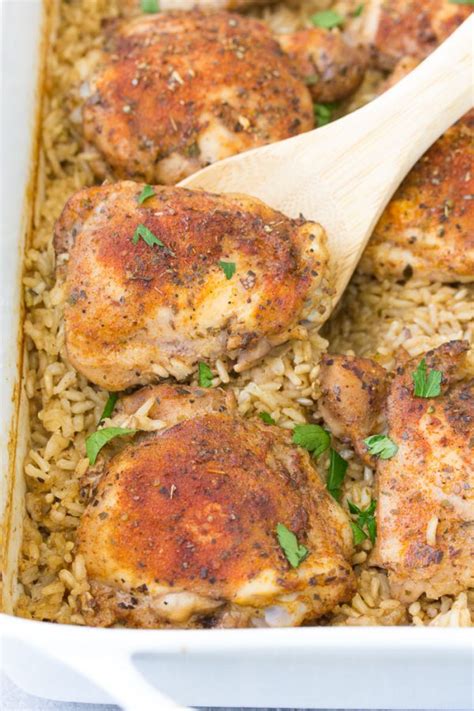 Chicken, slow baked over rice and bacon, in a flavorful cream sauce. Baked Chicken and Rice Casserole - Easy One Dish Recipe