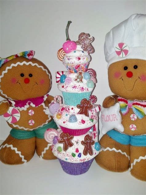 Gingerbread Man Lollipops Gumdrops Candy Cane Stacked Fake Cupcake