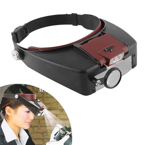 10x lighted magnifying glass headset led light head headband magnifier loupe s ebay