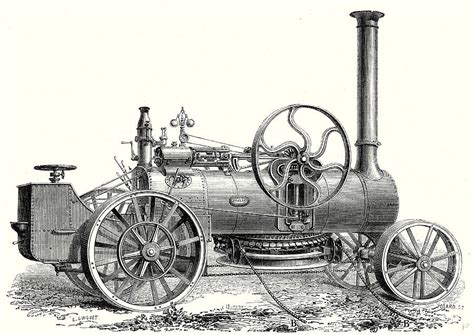 Fowlers Traction Engine For Steam Ploughing Drawing By English School