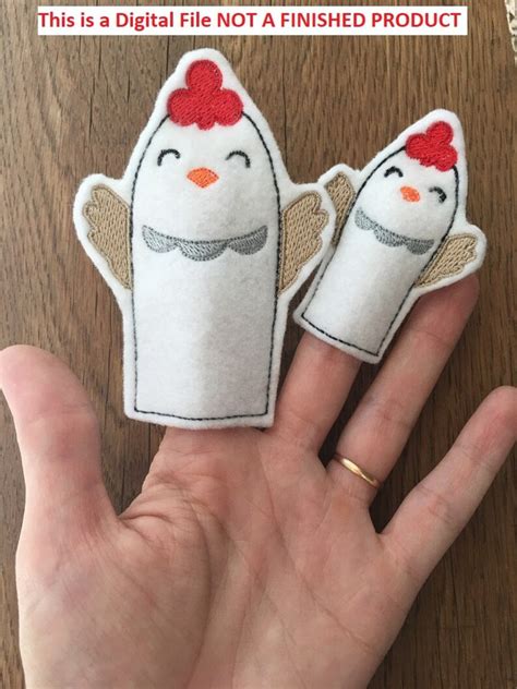 Chicken Finger Puppet 2 Sizes Ith 4x4 Machine Embroidery Etsy