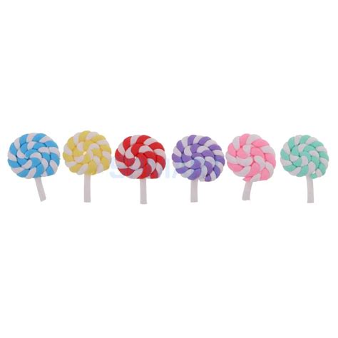 Set Of 6 Pieces Colorful Miniature Simulation Lollipop Candy 112 Scale