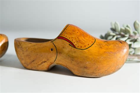 Vintage Wood Shoes Dutch Wooden Clogs Wood Plant Display Wooden