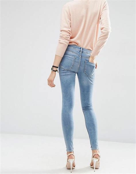 ASOS DESIGN Lisbon Mid Rise Skinny Jeans In Shelby Light Stonewash With