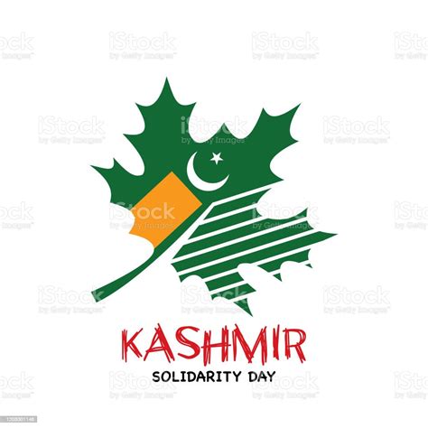Kashmir Day Logo Vector With Maple Leaf In Kashmir Flag 5th February