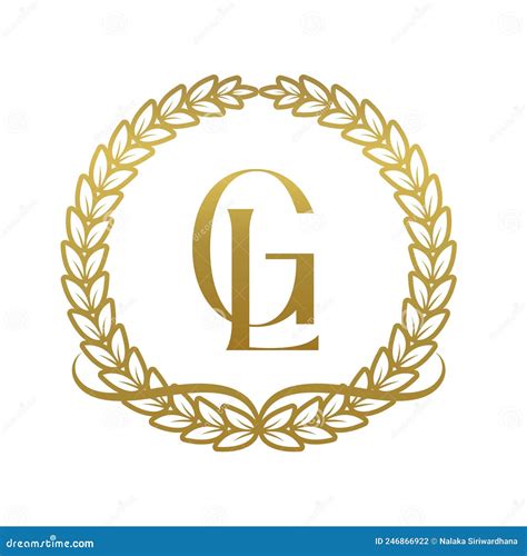 Logotipo De Letra Gl Con Corona De Laurel De Oro Ilustraci N Del