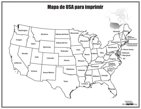 Mapa De Estados Unidos Con Nombres Para Imprimir Artofit