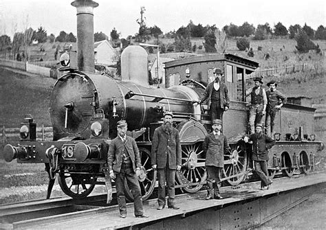 victorian railways f class 2 4 0 steam locomotive and crew on the turntable daylesford victoria