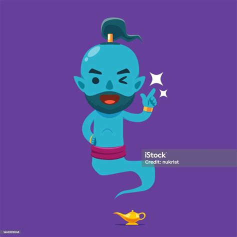 The Blue Genie Is Snapping His Finger Isolated Vector Illustration