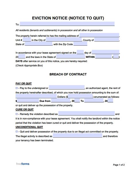 Free Printable Blank Eviction Notice Printable Form Templates And Letter