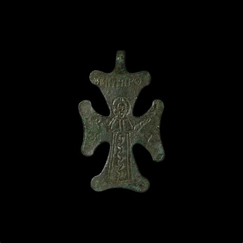 Byzantine Cross Pendant With Saint