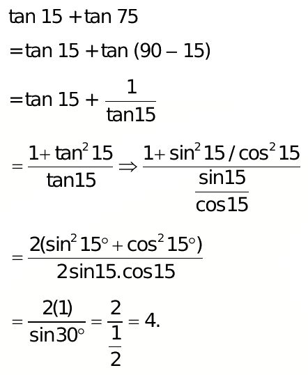 Find The Value Of Tan15 Tan 75