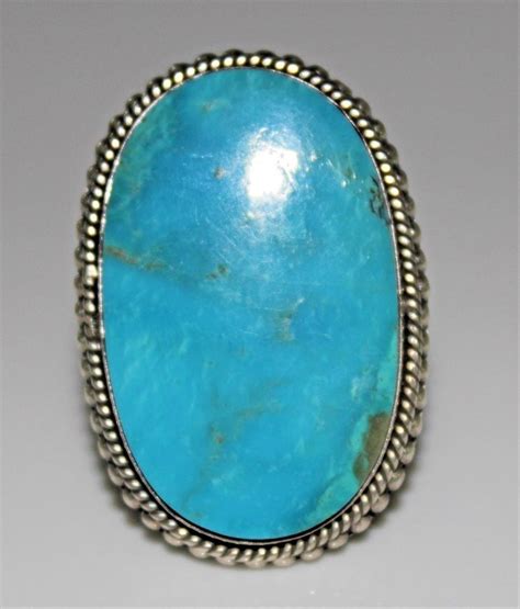 Large Dan Dodson Southwestern Sterling Deep Turquoise Ring Adjustable