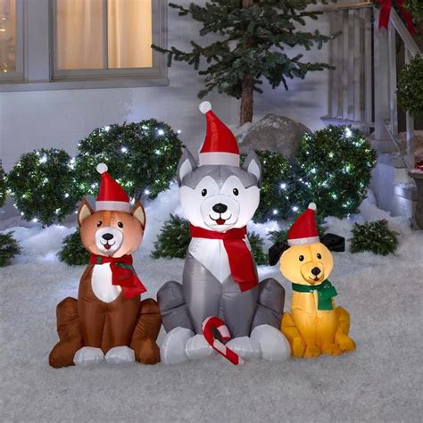 Gemmy Airblown Dog Trio Scene Sm In The Christmas Inflatables