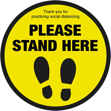 Please Stand Here With Symbol Social Distancing Floor Sign Catersign