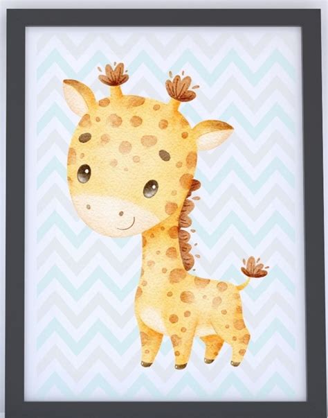 Quadro Infantil Girafa Aquarela Arte Digital Elo7