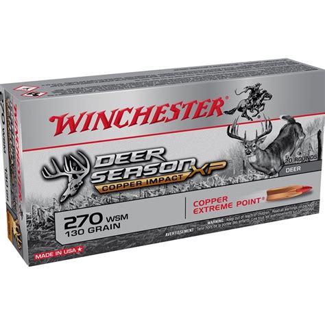 Winchester Deer Season Xp 270 Wsm Ammo 130 Gr Copper Extreme Point Lead