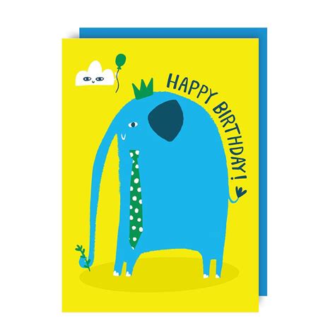 Elephant Birthday Card Funny Cute Animals Kids Etsy