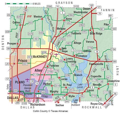 Detailed Map Of Collin County In Texas Usa Royalty Free Cliparts
