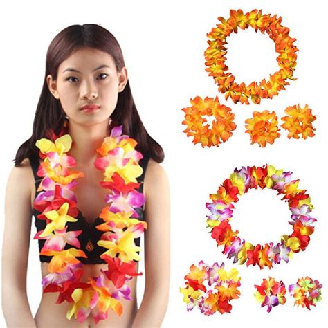 hawaii hula lei garland flower luau tropical party favor fancy dress evening hot ebay