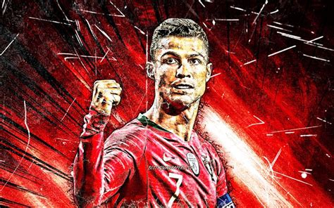 Download Wallpapers Cristiano Ronaldo Grunge Art Portugal National
