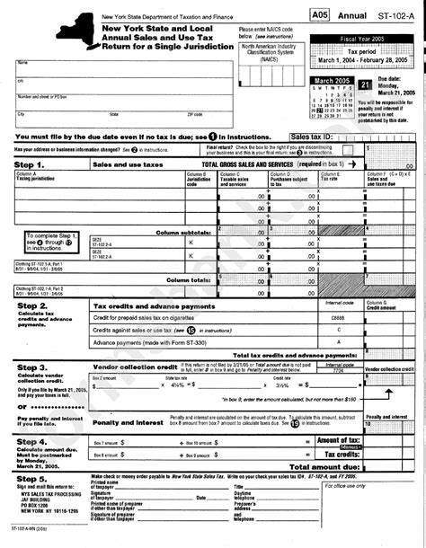 Form St 102 A New York State And Local Annual Sales And Use Tax