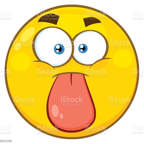 Funny Cartoon Jaune Emoji Visage Personnage Coincé La Langue Vecteurs