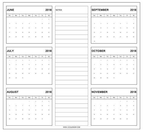 Blank Six Month Calendar Printable Example Calendar Calendar T