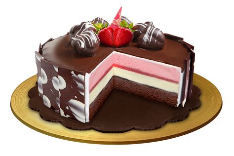 Ice Cake Dengan Kombinasi Rasa Cokelat Vanilla Dan Strawberry