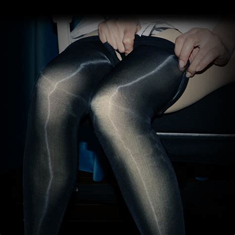 Men High Waist Oil Shiny Glossy Sheer Stockings Open Crotch Pantyhose