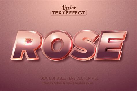 Artstation Rose Text Shiny Rose Gold Color Style Editable Text