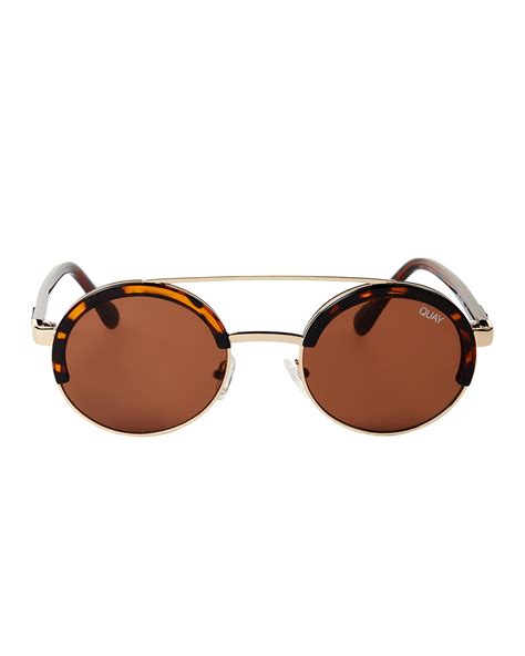 Quay Come Around Tortoiseshell Look And Gold Tone Round Sunglasses In