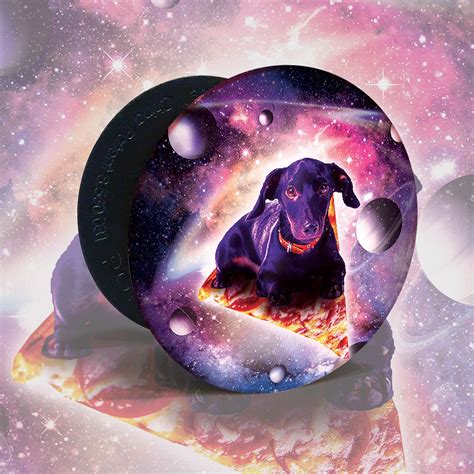 Outer Space Galaxy Dog Riding Pizza Popsockets Grip And Stand For