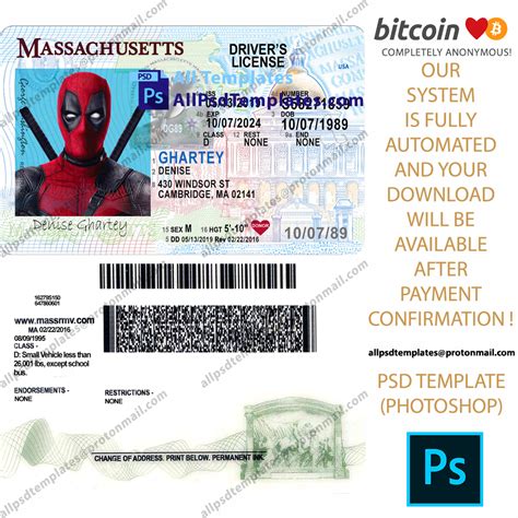 Massachusetts Driver License Template All Psd Templates