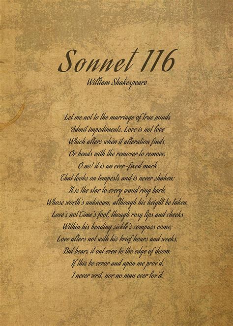 Sonnet 116 William Shakespeare Inspiration Poem Quote On Vintage Canvas