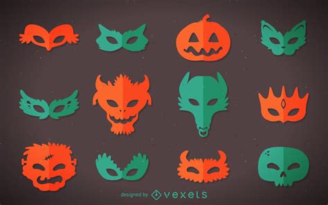 Colorful Halloween Monster Masks Vector Download
