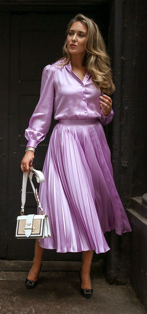 Untitled Silk Outfit Beautiful Blouses Pleated Long Skirt