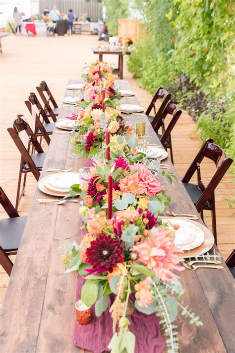 Harvest Tables With Fall Floral Jackson Michigan Wedding Flowers