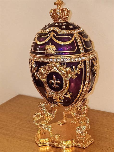 Royal Faberge Egg Trinket Box Handmade Fabergé Egg 24k Gold 4ct