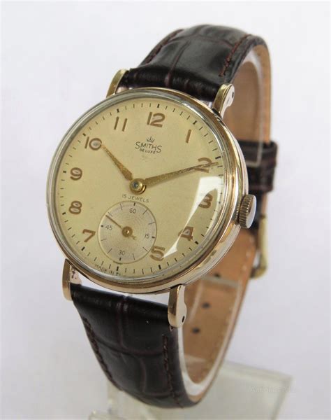 Antiques Atlas Gents 9ct Gold Smiths De Luxe Wrist Watch 1957